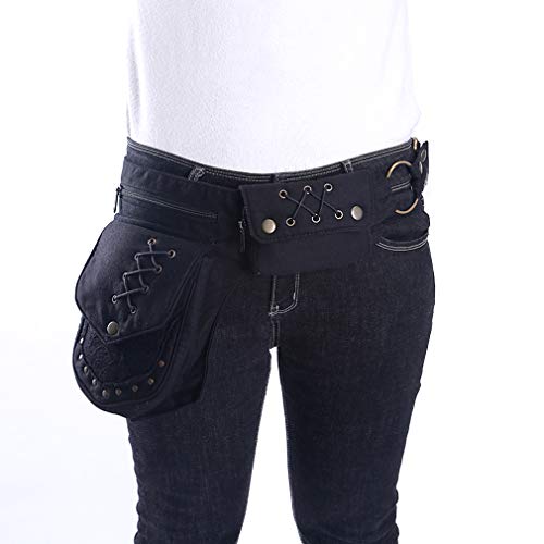 KPYWZER Waist Bag for Women Fanny Pack Renaissance Faire Festival Lace Chest Pack Hip Bum Bag with Adjustable Belt Travel Outdoors Black - Image 3