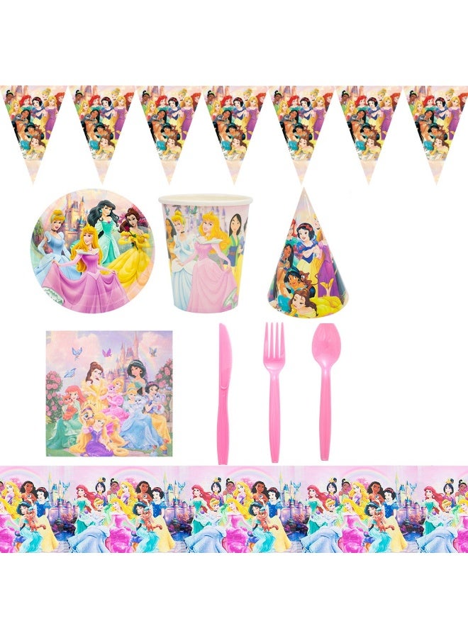 87 PCS Tableware Sets for Birthday or Theme Party Princess - 10 Guests - Image 1