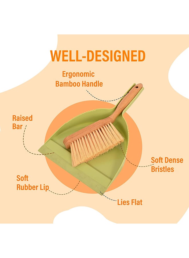 Home Pro HomePro Dust Pan & Brush Set With Synthetic Soft Bristles Broom Set Floor Brush And Dustpan With Angled Tips - Image 2