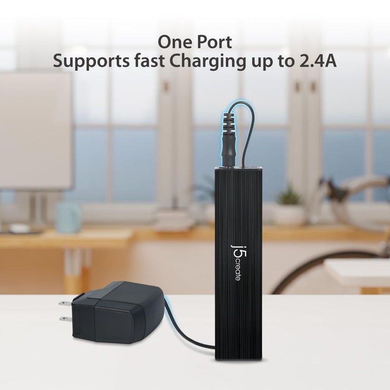 j5create 7-Port Powered USB 3.0 Data Hub with 3.3 ft Extended Cable [20W Power Adapter Included] for Mac, MacBook, Windows, Laptop, Surface, XPS, PC (JUH377) - Image 4