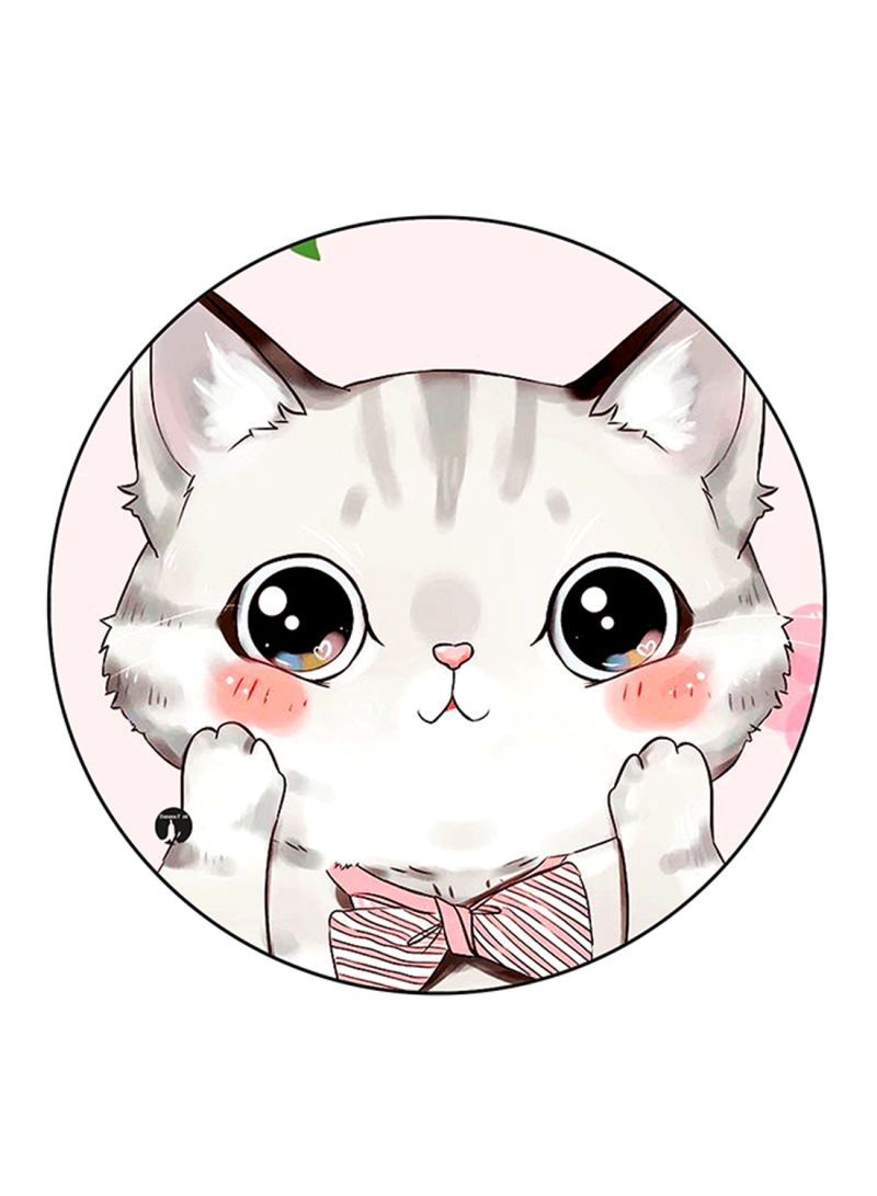 RKN Cat Printed Mouse Pad  Round  Multicolour