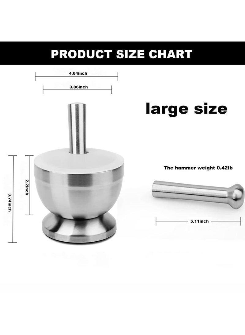 Mortar and pestle setStainless steel mortar and pestle bowl and pestle with lid and non-slip base, food-safe - Image 4