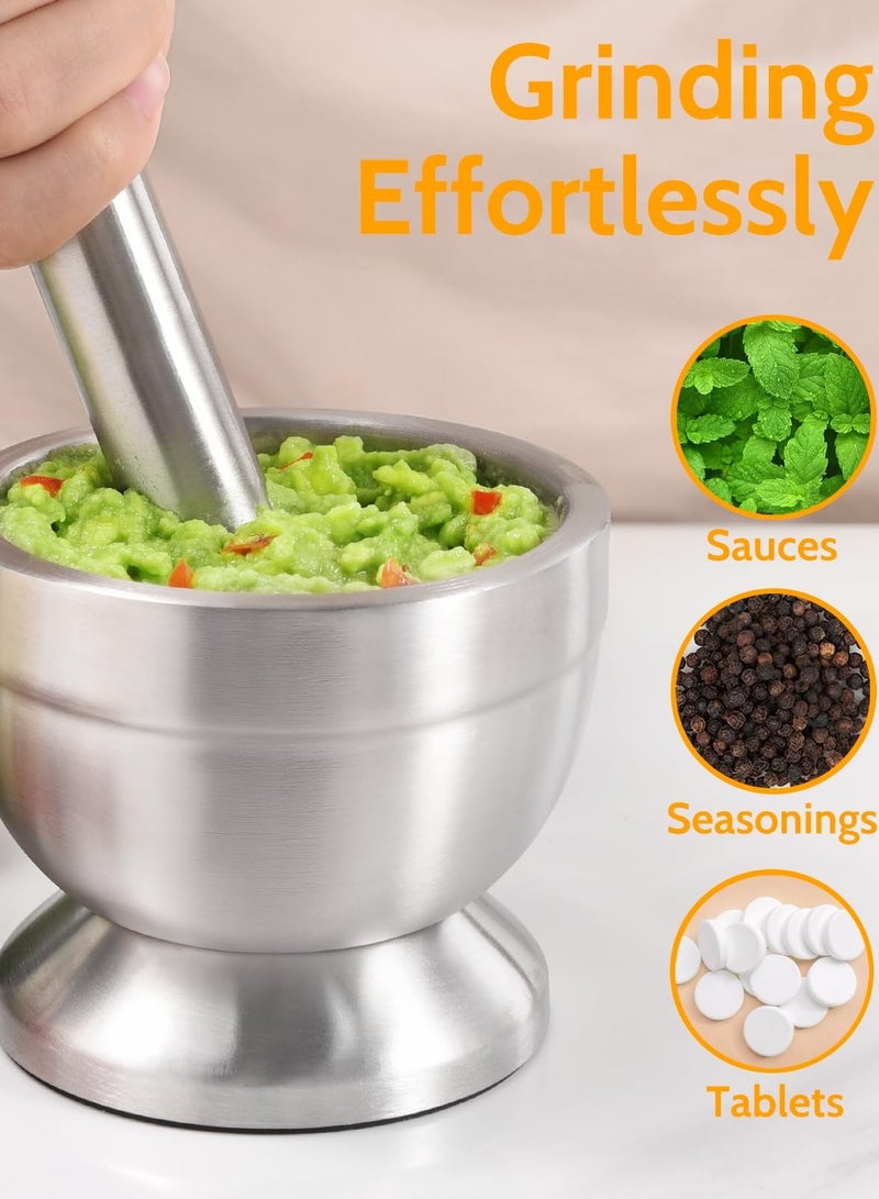 Mortar and pestle setStainless steel mortar and pestle bowl and pestle with lid and non-slip base, food-safe - Image 5