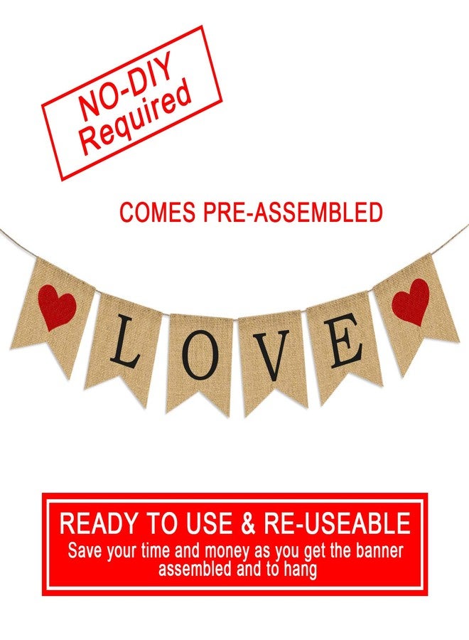 Partyprops LOVE Burlap Banner | Valentines Day Decorations | Valentines Garland | Valentine Photo Props | Engagement Banner Decorations | Wedding Banner Decorations | Anniversary Banner Decorations - Image 2