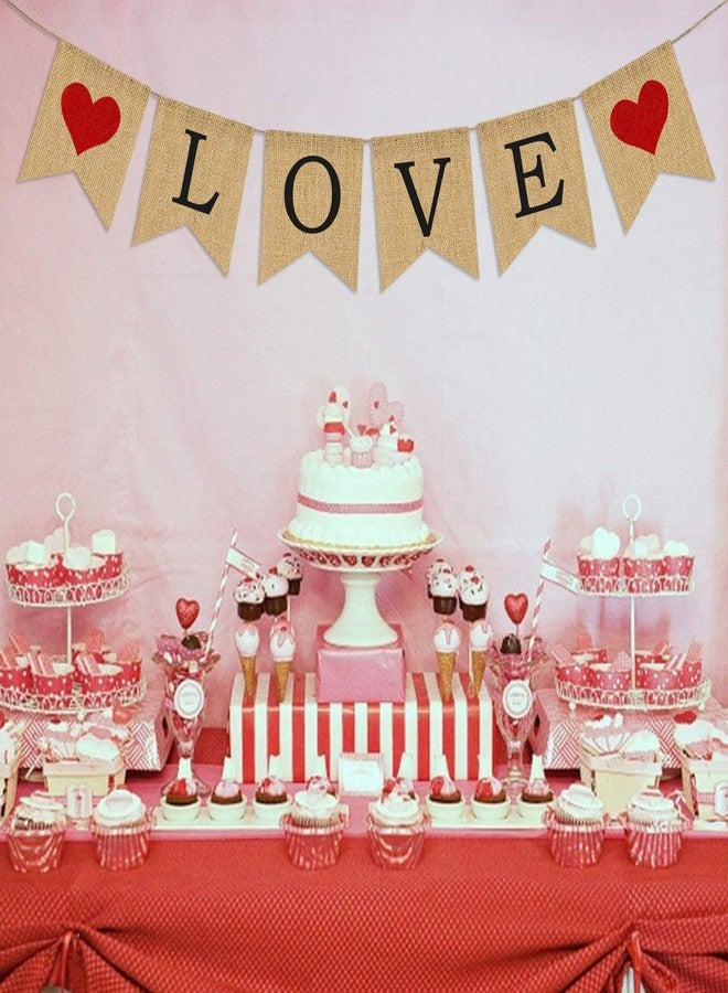 Partyprops LOVE Burlap Banner | Valentines Day Decorations | Valentines Garland | Valentine Photo Props | Engagement Banner Decorations | Wedding Banner Decorations | Anniversary Banner Decorations - Image 5
