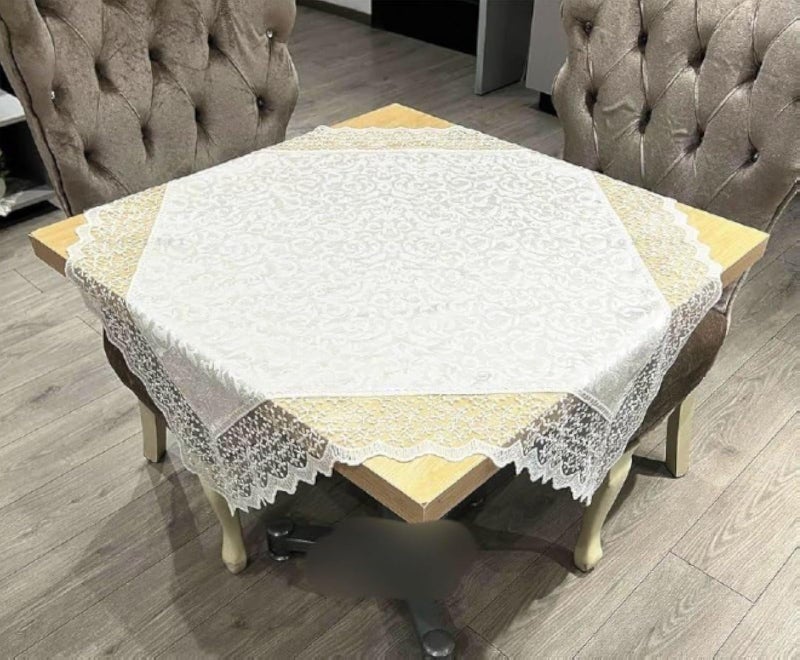 Generic Lace Tablecloth, Square 95 cm x 95 cm, White, .flo