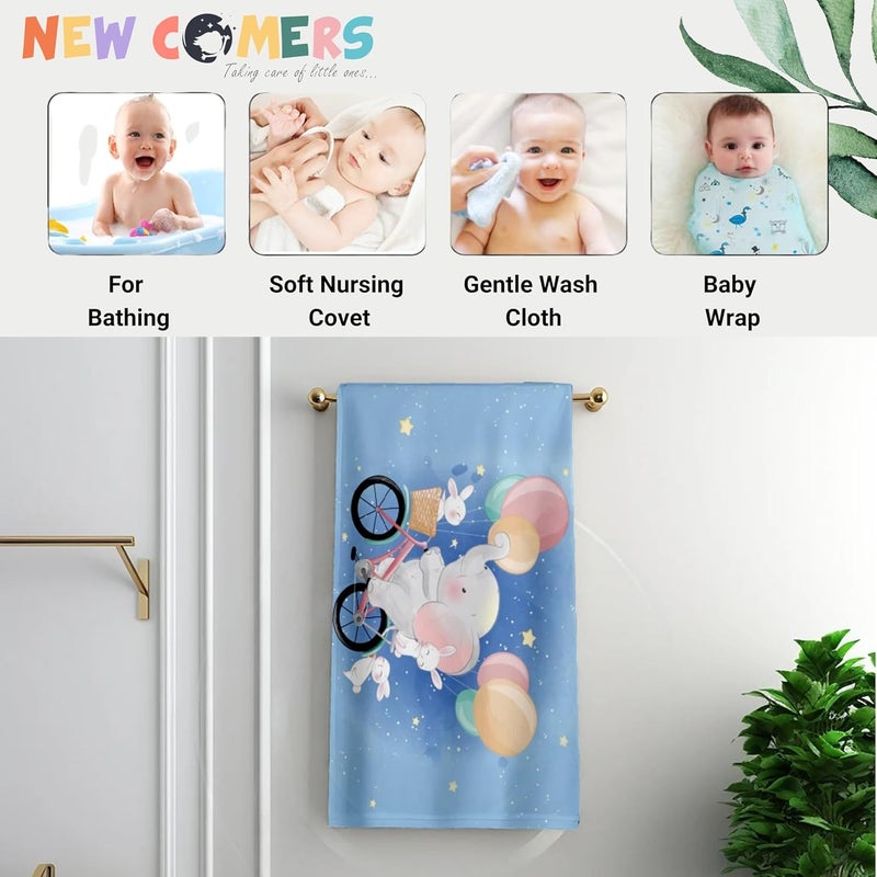 NEW COMERS® 100% Cotton Muslin 4 Layered Baby Bath Towel for New Born, Quick Absorbent, Wash Cloth Premium Soft Towels for Kids-Toddlers-Infants-Babies- 65X110 cm- TWL_04 - Image 5