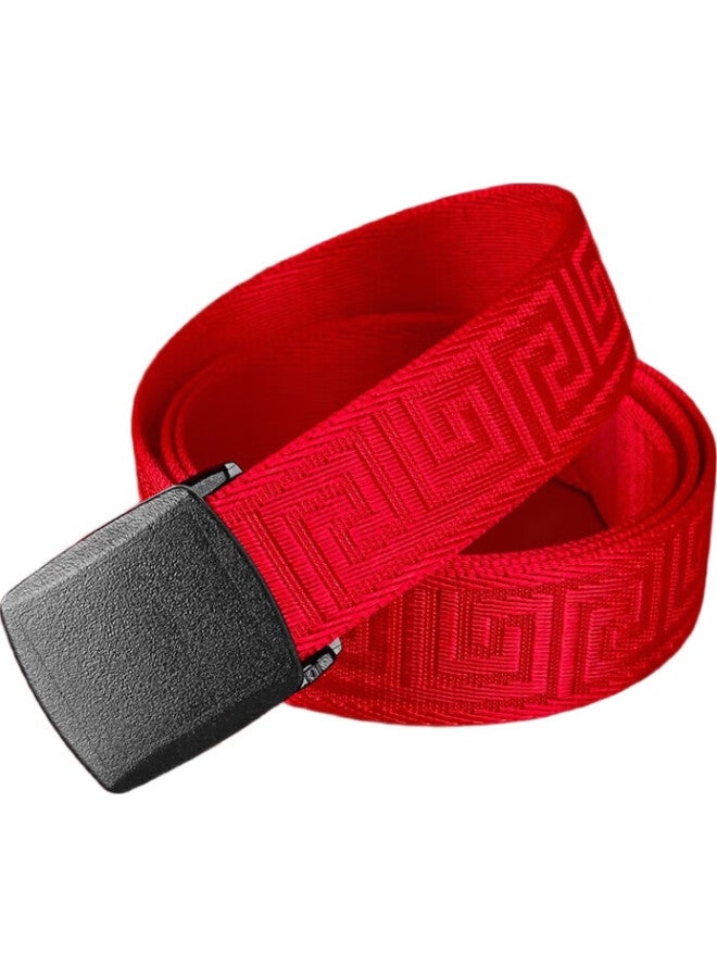Tactical Bird (Han Pattern) Zodiac Year Red Waist Belt Snake Year Snake Male And Female Red Canvas Leather Belt Nylon Braided Red Belt - Image 2
