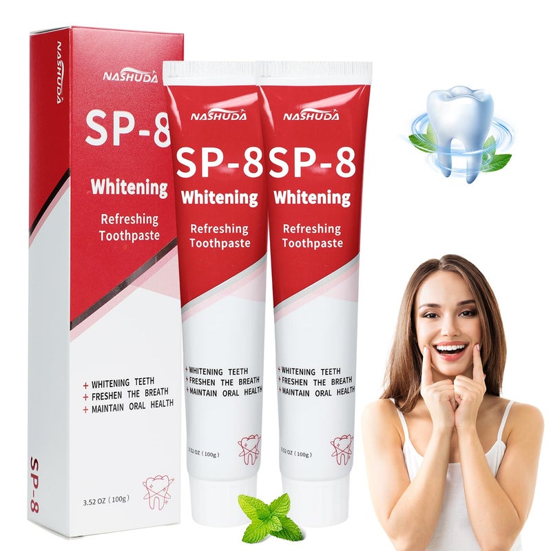 SP8 Probiotic Ultra Whitening Toothpaste Fresh Breath Deep Cleaning Care 2PCS