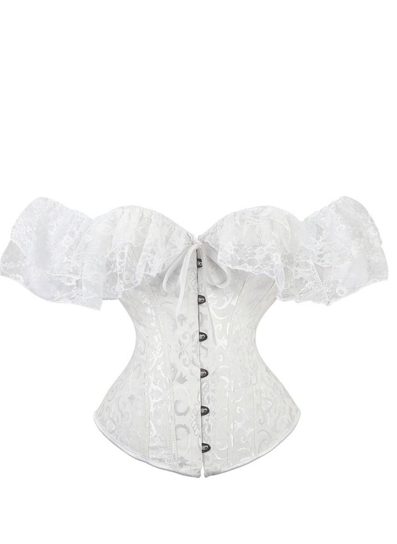 Loquat Jacquard Lace Shoulder Strap Court Corset White  - Image 1