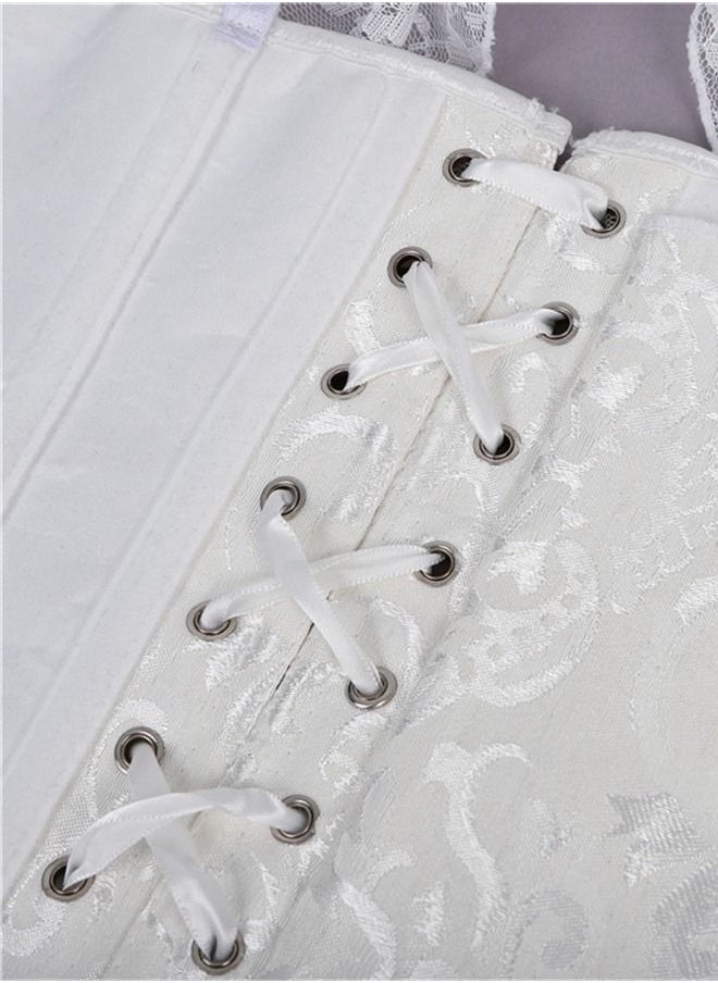 Loquat Jacquard Lace Shoulder Strap Court Corset White  - Image 3
