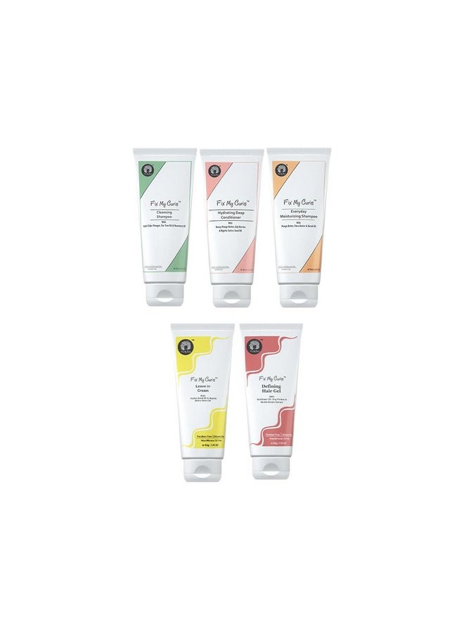 Fix My Curls Curl Kit | Shampoo, Conditioner, Curl Cream & Gel (Pack Of 5) | For Curly, Wavy, Dry & Frizzy Hair |Sulphate & Silicone Free | 50Gm Each  - Image 1