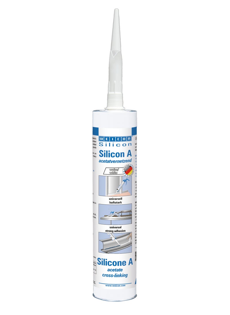 Weicon - WEICON Silicone A 310ml white Extremely elastic universal adhesive - Image 1