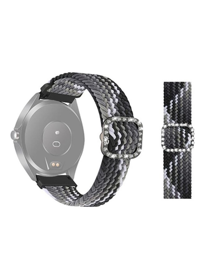 BGM Universal Adjustable Braided Elastic Diamond Buckle Replacement Strap Watchband For Garmin Venu/Vivoactive 3 20mm Black - Image 1