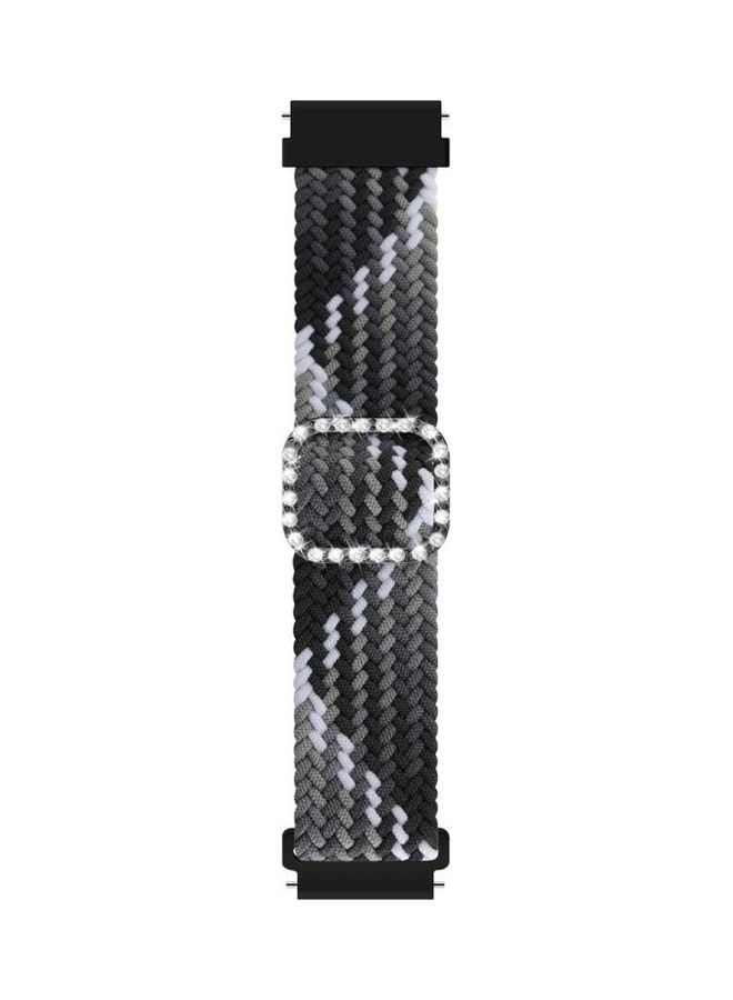 BGM Universal Adjustable Braided Elastic Diamond Buckle Replacement Strap Watchband For Garmin Venu/Vivoactive 3 20mm Black - Image 2