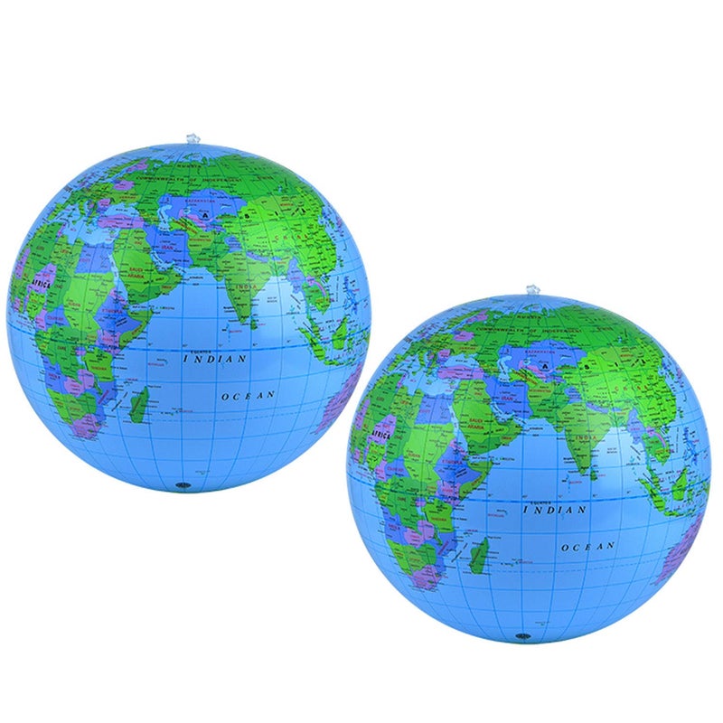 Coopay 2 Pack Inflatable Globe PVC World Globe Inflatable Earth Beach Ball for Beach Playing or Teaching - Image 2