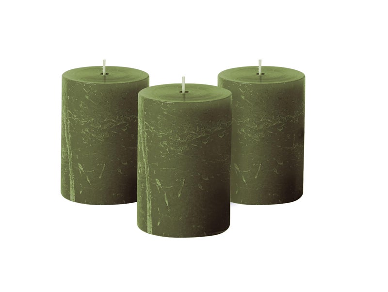 Simply Soson Rustic 275x4Dark Moss Green Pillar Candles Set of 3Unscented Candles Large Candle for Candle HoldersVelas Decorativas Green Candles Pillar Colored Candles Fall Pillar Candles Bulk