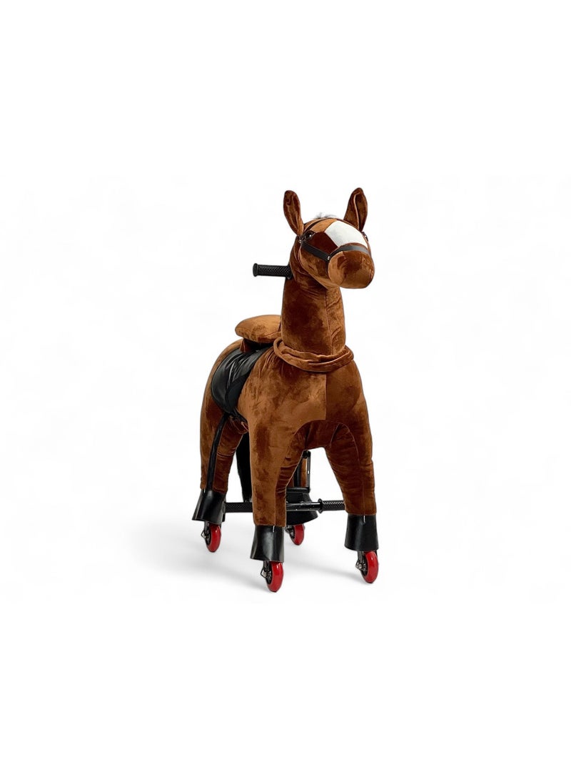 ALBADER Mechanical Ride-On Horse Toy for Kids Aged 4–11, No Battery Required, Bouncing Action Plush Horse Rider with 4 Smooth Wheels, Safe Indoor & Outdoor Riding Toy for Boys and Girls – Beige - Image 1