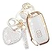 FT FUNTOR for Kia Key Fob CoverCompatible with Kia Soul Forte Telluride K5 Seltos NIRO Sportage Sorento5 Buttons TPU for Kia K5 Key Fob Cover with Golden Edge AWhite - Image 2