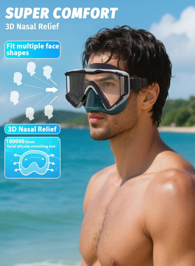Greatever Snorkel Set Pano 3 Window Snorkel Mask Adult, Panoramic Wide View, Anti-Fog Scuba Diving Mask, Anti-Leak Snorkel Goggles Dry Top Snorkel, Professional Snorkeling Gear for Adults - Image 3