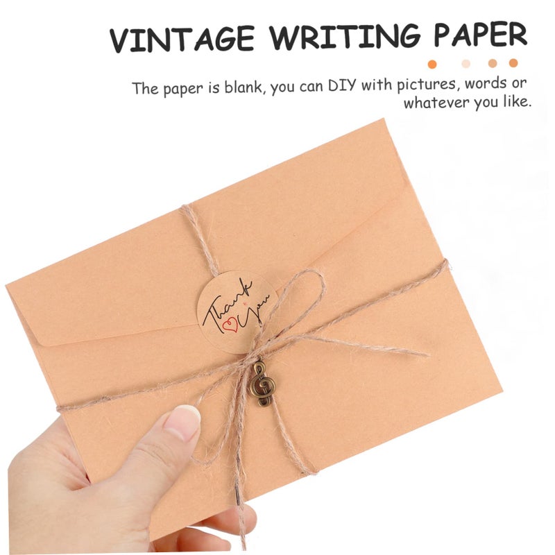 3 Sets Kraft Paper Envelopes Writing Paper Stickers For Handwritten Letters Scrapbooking - Image 5