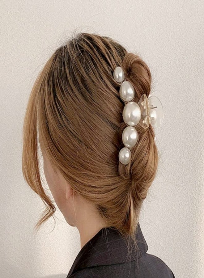 ANNACREATIONS 3 Pcs Korean Fashionable Fancy Stylish Large Pearl Hair Claw Clips Long Hair Jaw Clips Clutches Barrettes Hair Accessories for Women and Girls - Image 3