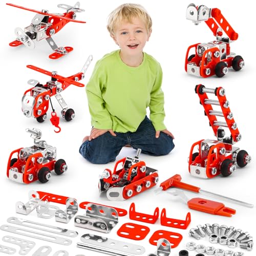 PANPAPA Building Fire Truck Set For Boys Age 812Stem Assembly Metal 3d Puzzle Fire Engine Model Car Building Kit Construction ToysParentChild Interaction Gifts Erector Sets For Kids 816 Red303pcs - Image 1