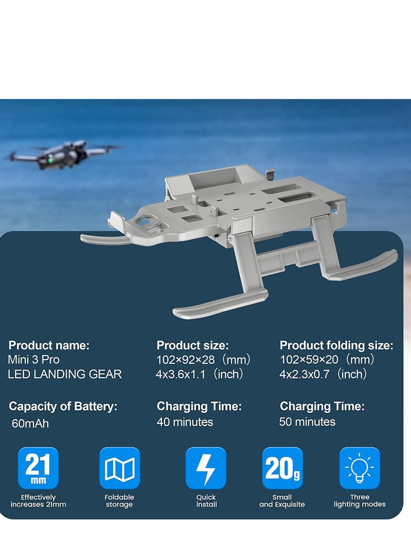 Generic Landing Gear Foldable Extended Leg with Flash LED Lights Colorful Legs Kit Night Flight for DJI Mini 3 Pro Accessories - Image 4