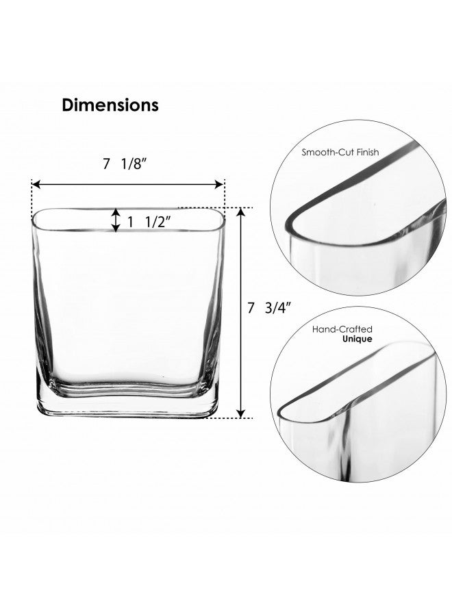 CYS EXCEL Glass Book Vase (H:8" Open:7"x2") | Multiple Size Choices Round Edge Oval Flower Vase | Rectangular Wedding Centerpiece Vases - Image 3