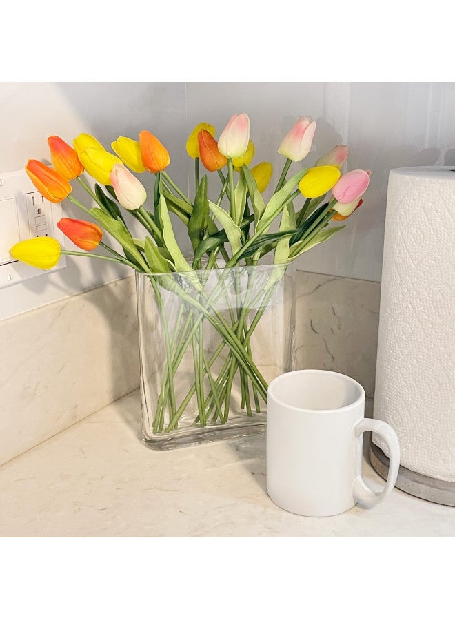 CYS EXCEL Glass Book Vase (H:8" Open:7"x2") | Multiple Size Choices Round Edge Oval Flower Vase | Rectangular Wedding Centerpiece Vases - Image 4