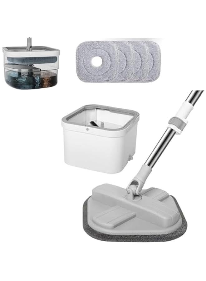 MIXDE Spin Mop and Bucket Set with Self Separation Dirty and Clean Water System, Self Wringing 360° Rotating Square Mop-Head for Hardwood Tile Marble Floors - Image 1