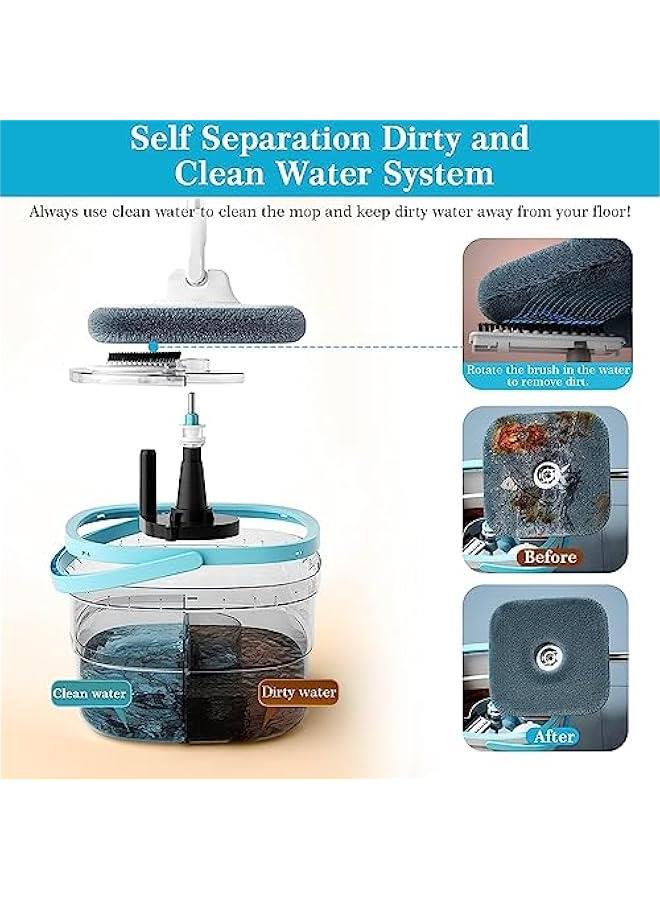 MIXDE Spin Mop and Bucket Set with Self Separation Dirty and Clean Water System, Self Wringing 360° Rotating Square Mop-Head for Hardwood Tile Marble Floors - Image 4