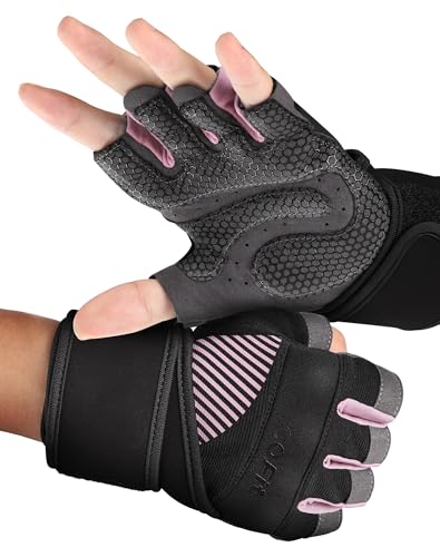 COFIT Breathable Workout Gloves, Antislip Weight Lifting Gym Gloves for Men Women with Wrist Wrap Support, Superior Grip & Palm Protection for Weightlifting, Fitness, Exercise, Training - Pink M - Image 1