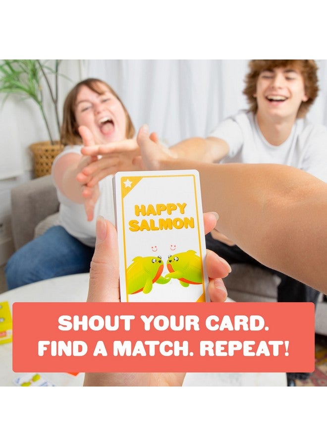 Exploding Kittens LLC Happy Salmon by Exploding Kittens - 3-8 Players - Ages 6+ - 90 Second Rounds - Easy to Learn Quick Matching Card Game - Ideal for Party, Family Game Night, Kid and Adult  - Image 5