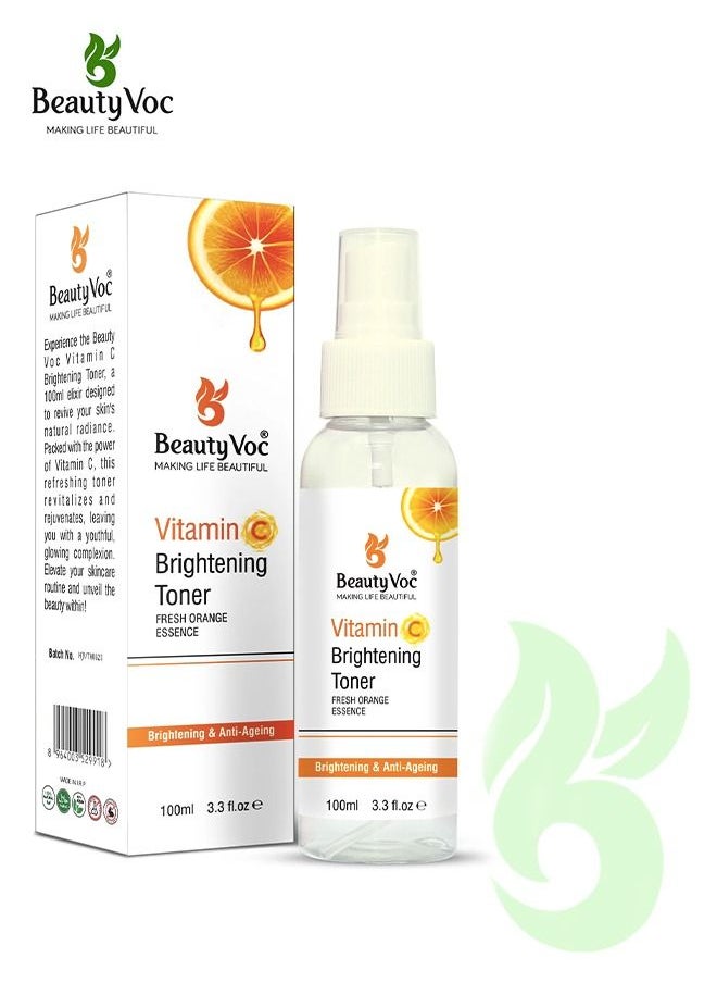BEAUTY VOC Vitamin C and Rose Water Brightening Toner for Revitalizing Skin Radiance Enriched with Vitamin C for a Refreshed, Youthful Glowing skin 100ml 