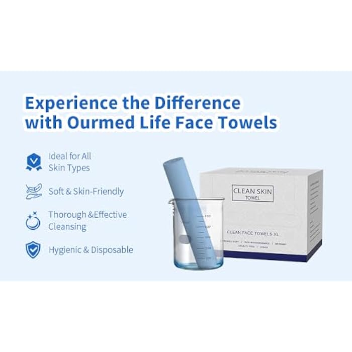 Disposable towels, soft and skin-friendly®, 100% USDA Biobased Face Towel, Clean Skin,Disposable Face Towelette, Makeup Remover Dry Wipes, Ultra Soft, 1 Pack, 50 Ct - Image 3