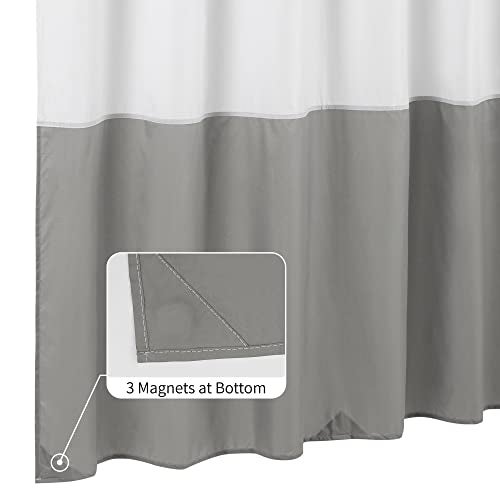 ALYVIA SPRING Waterproof Fabric Shower Curtain Liner - Soft & Light-Weight Cloth Shower Liner, 3 Bottom Magnets, Hotel Quality & Machine Washable - Standard Size 72x72, White and Grey - Image 2
