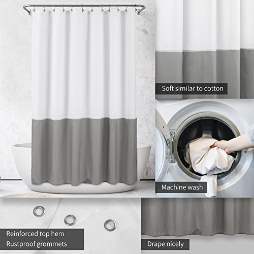 ALYVIA SPRING Waterproof Fabric Shower Curtain Liner - Soft & Light-Weight Cloth Shower Liner, 3 Bottom Magnets, Hotel Quality & Machine Washable - Standard Size 72x72, White and Grey - Image 3