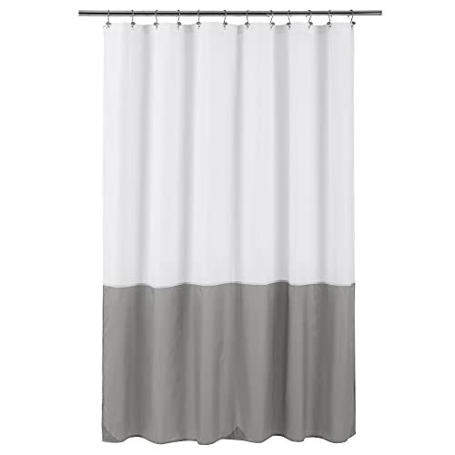 ALYVIA SPRING Waterproof Fabric Shower Curtain Liner - Soft & Light-Weight Cloth Shower Liner, 3 Bottom Magnets, Hotel Quality & Machine Washable - Standard Size 72x72, White and Grey - Image 1