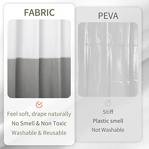 ALYVIA SPRING Waterproof Fabric Shower Curtain Liner - Soft & Light-Weight Cloth Shower Liner, 3 Bottom Magnets, Hotel Quality & Machine Washable - Standard Size 72x72, White and Grey - Image 4