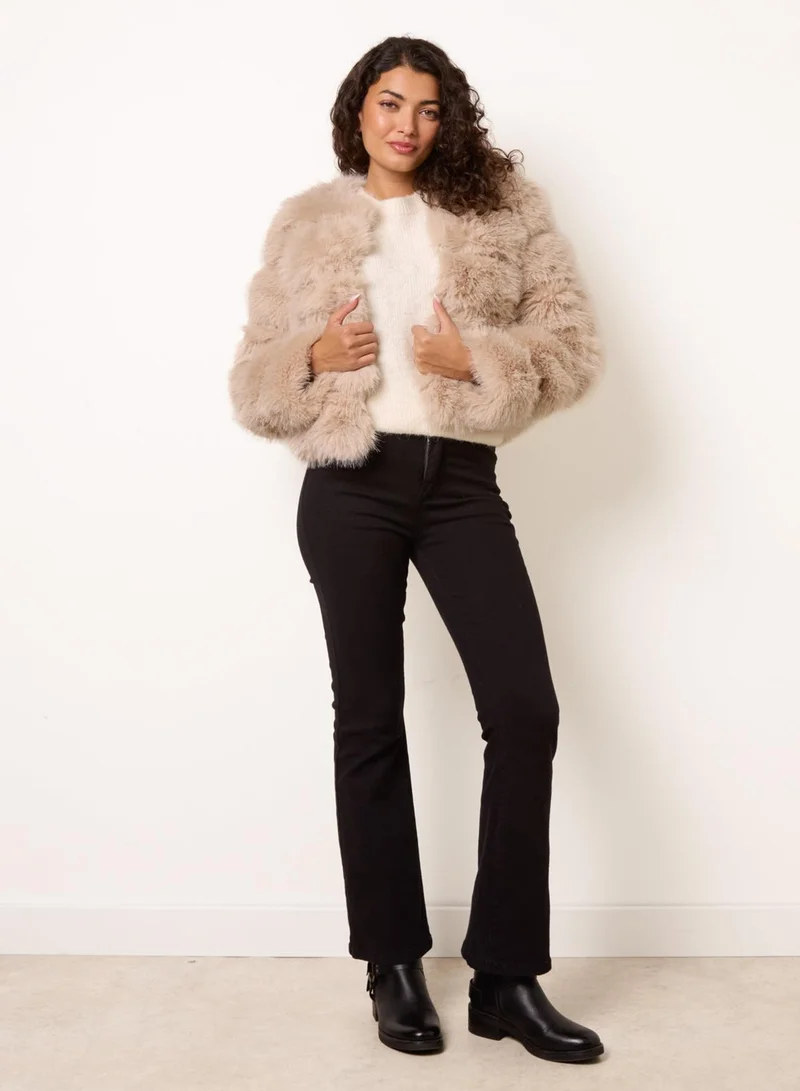 Blue Vanilla  Faux Fur Short Coat for Women | Best Price UAE