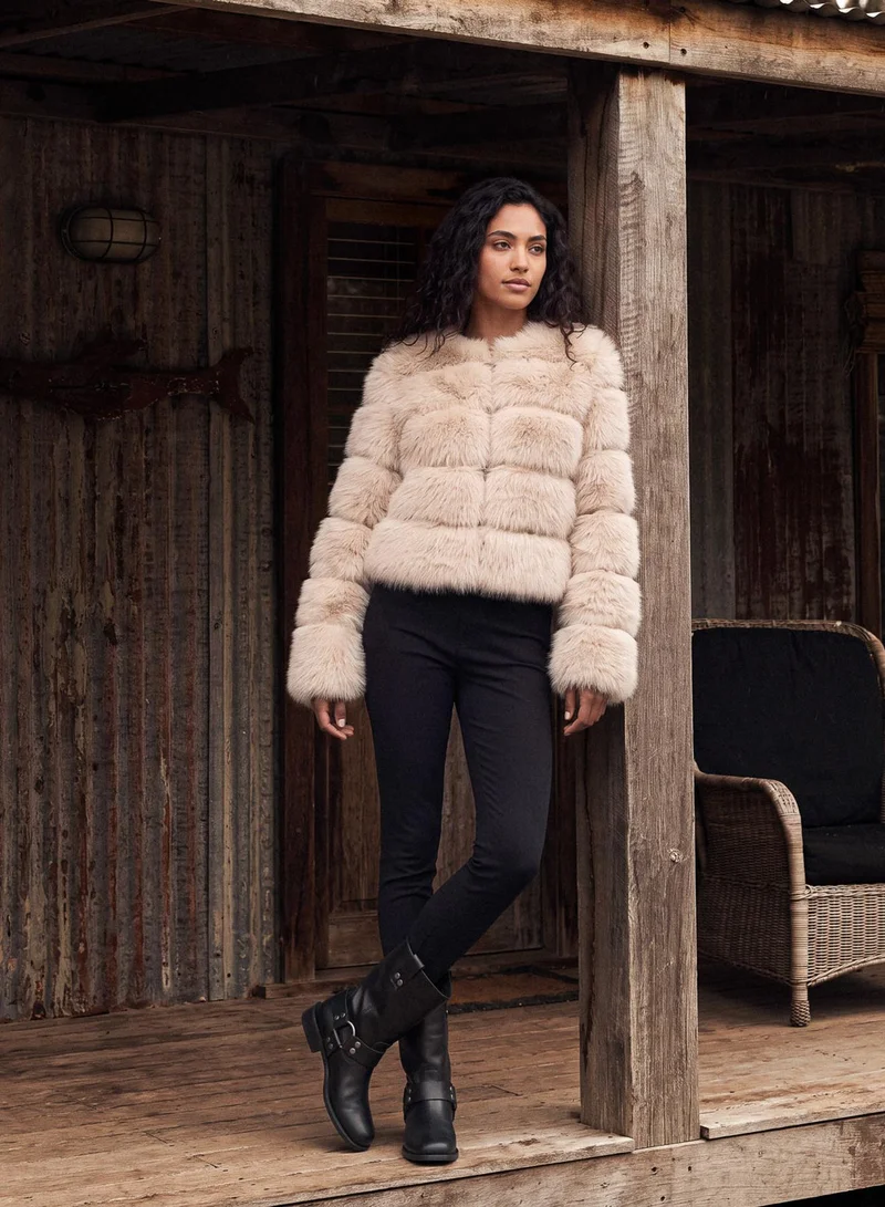 Blue Vanilla  Faux Fur Short Coat for Women | Best Price UAE