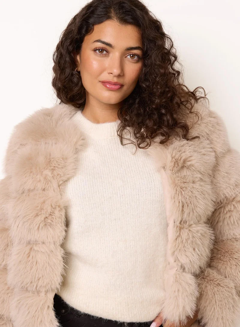 Blue Vanilla  Faux Fur Short Coat for Women | Best Price UAE