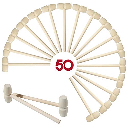 MGTECH 50 Pcs Mini Wooden Hammers for Chocolate, Small Wood Toy Mallets for Kids - Image 1