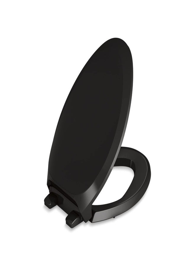 Kohler مقعد مرحاض كوهلر K4713-RL-7 ذو شكل منحني فرنسي مغلق من الأمام مع إغلاق ناعم وإفراج سريع باللون الأسود - Image 1