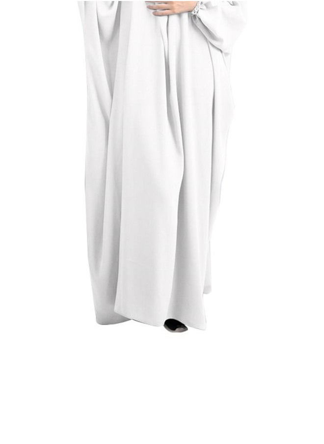 Loquat Casual Fashionable Patchwork Dress Abaya White  - Image 2
