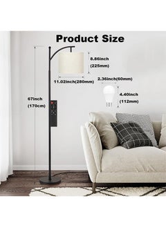 Floor Lamp, Modern Standing RGB Lamp,Long Floor Lamp with Linen Lampshade,Adjustable Tall Standing Reading Lamp Black 170 cm - pzsku/ZA3BEB1ADFEE8E4F28C7DZ/45/_/1720580651/98bd3ce8-3ee2-4e47-b5c6-d3070c5fedff