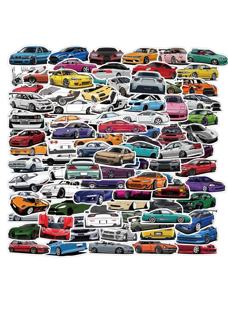 MIXDE 100Pcs Car Stickers Racing Car Stickers Waterproof Stickers Sticker Toysfor Bike Water Bottles Laptop Refrigerator Cup Luggage Computer Mobile Phone Skateboard - Image 1