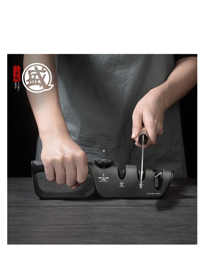 Excefore Knife Sharpener, Multifunctional 3-Stage Sharpener, Knife Sharpeners with Adjustable Angle Knob, Polishing Kitchen Sharpeners, Conveniently to Restore and for Dull Blades Polishing  - Image 5