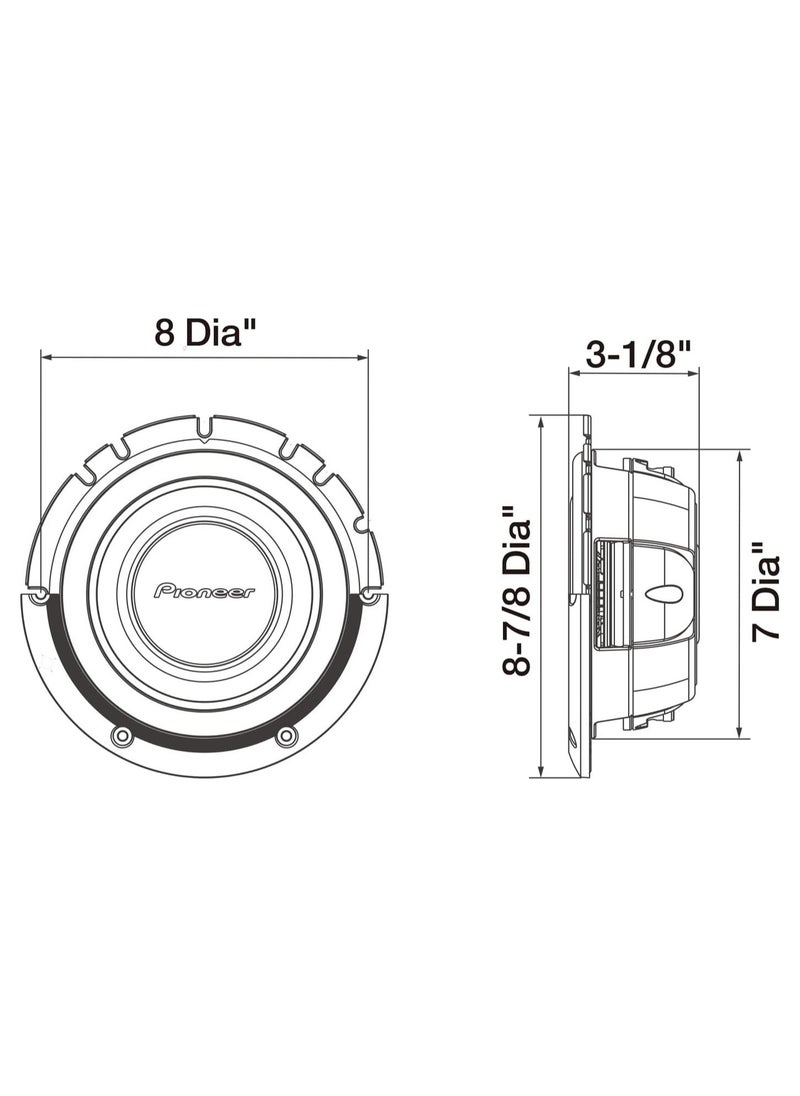 Pioneer - PIONEER 8" Slim 700W 2 OHM SUBWOOFER - Image 1